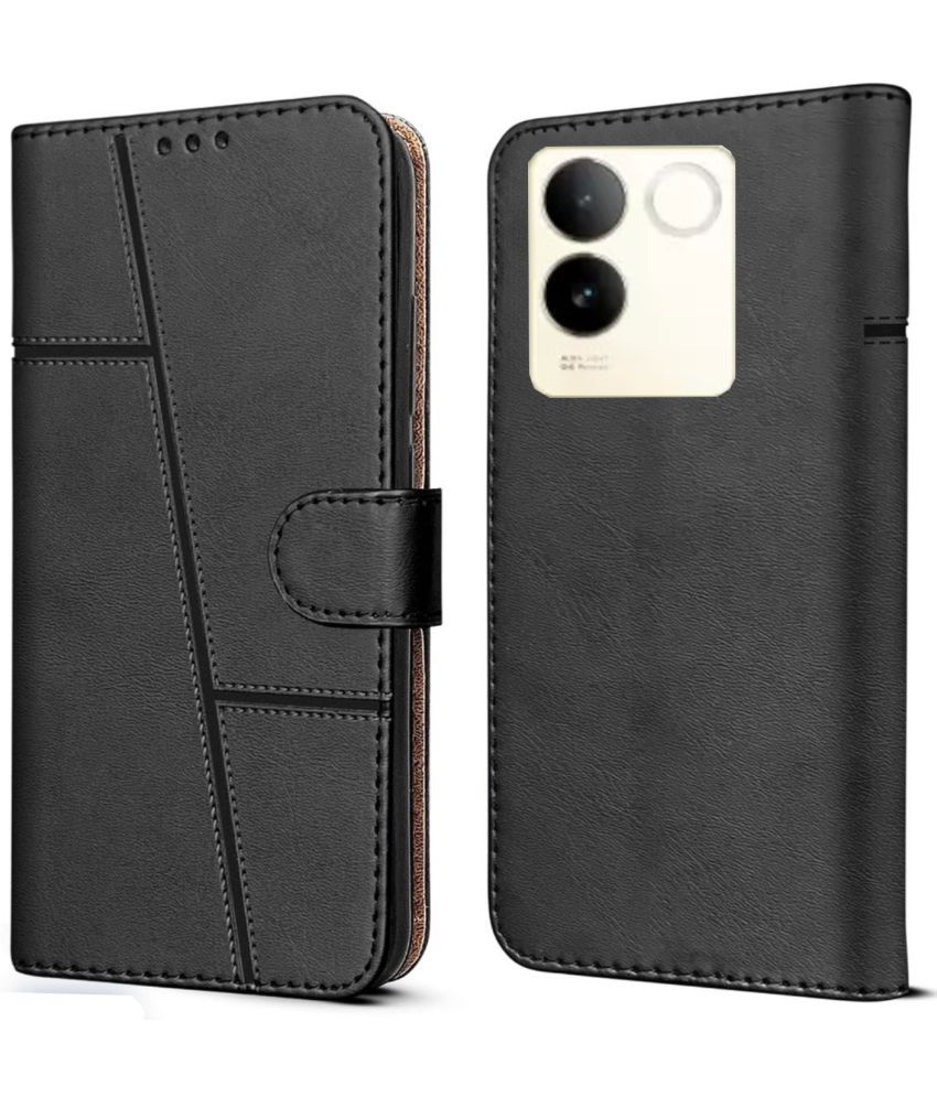     			NBOX Black Flip Cover Artificial Leather Compatible For Vivo Y200 Pro ( Pack of 1 )