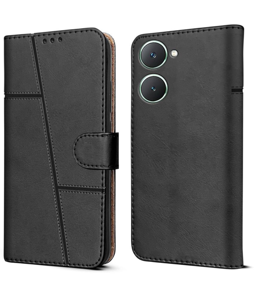     			NBOX Black Flip Cover Artificial Leather Compatible For Vivo Y18 ( Pack of 1 )