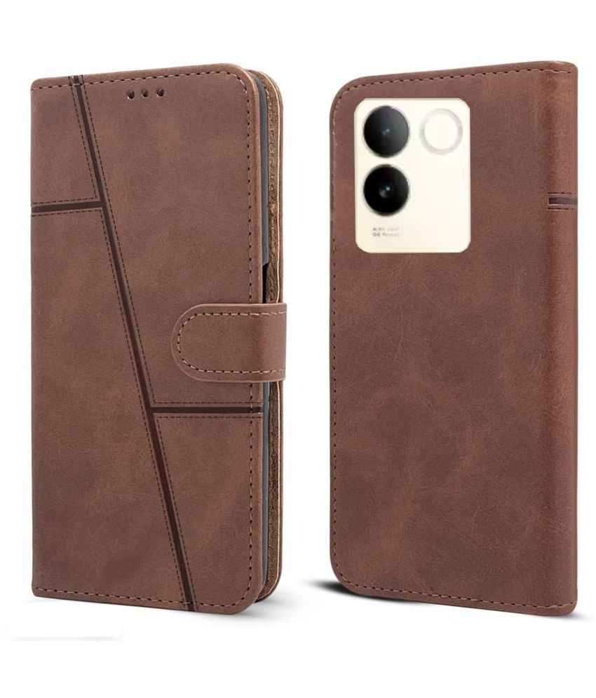     			NBOX Brown Flip Cover Artificial Leather Compatible For Vivo Y200 Pro ( Pack of 1 )