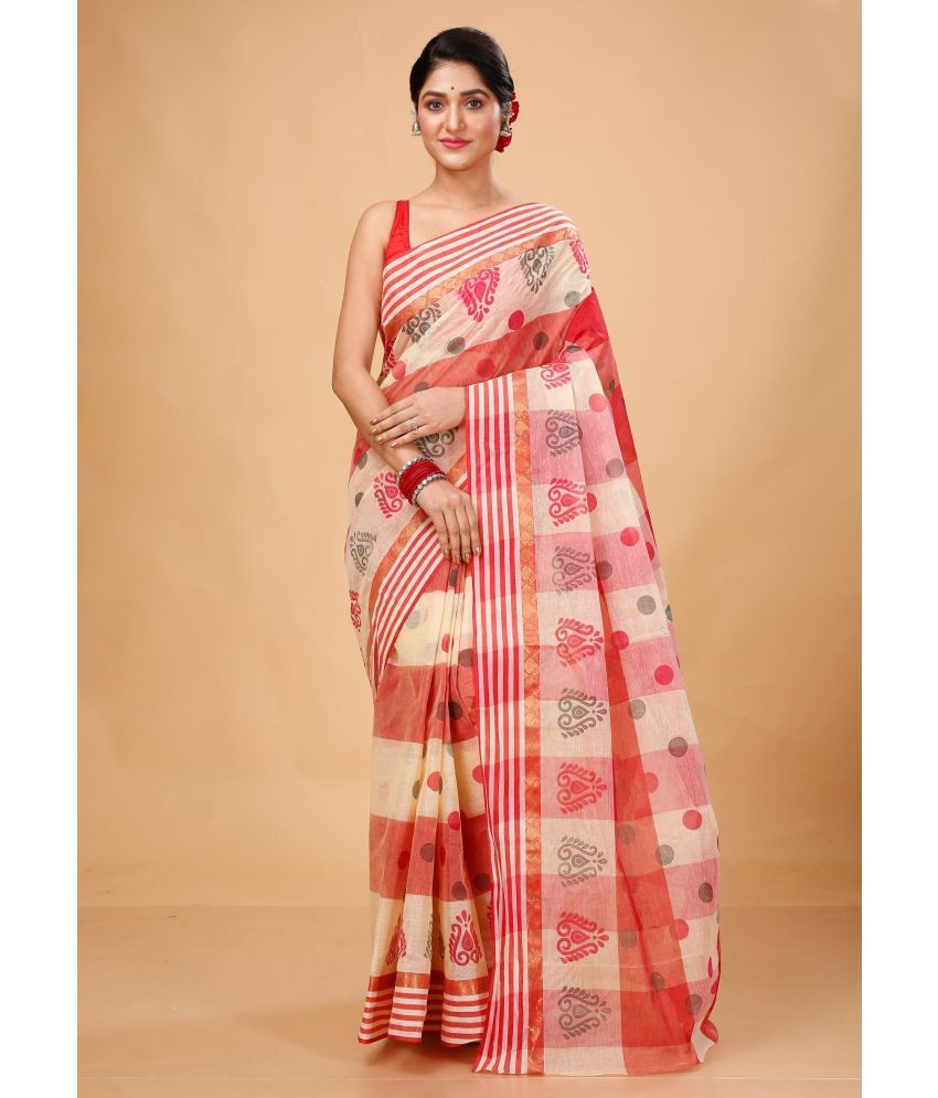     			Puspika Cotton Woven Saree Without Blouse Piece - Red ( Pack of 1 )