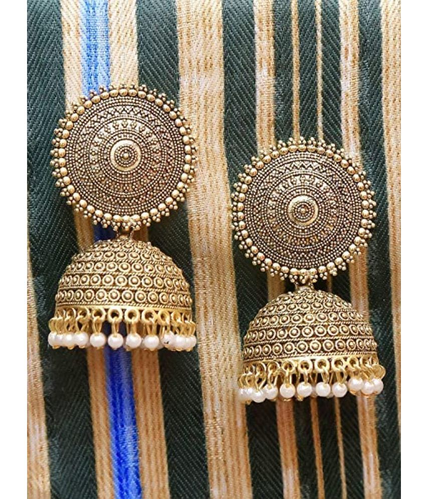     			Sunhari Jewels Golden Jhumki Earrings ( Pack of 1 )