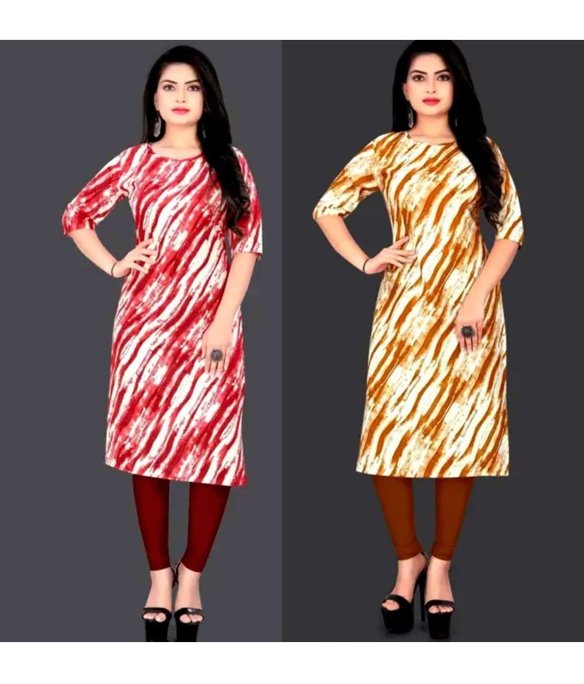     			VACHHRAJ Crepe Printed A-line Women's Kurti - Multicoloured ( Pack of 2 )