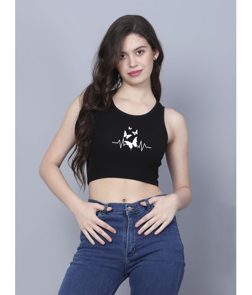     			fashion and youth Black Cotton Blend Women's Crop Top ( Pack of 1 )