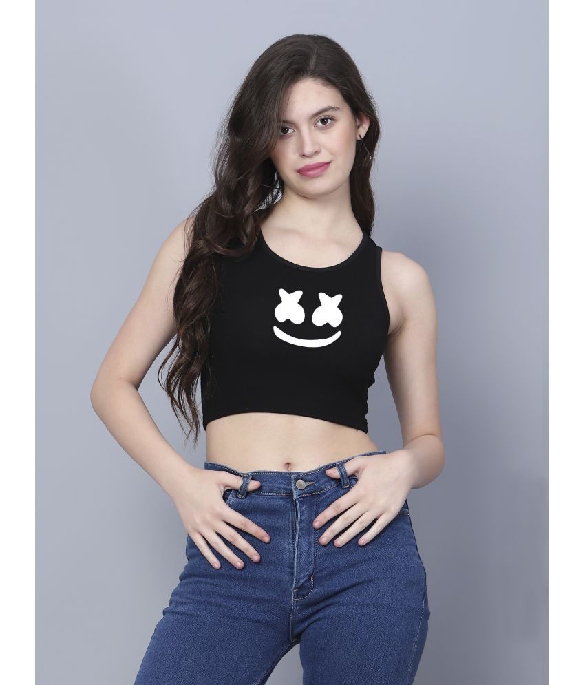     			fashion and youth Black Cotton Blend Women's Crop Top ( Pack of 1 )