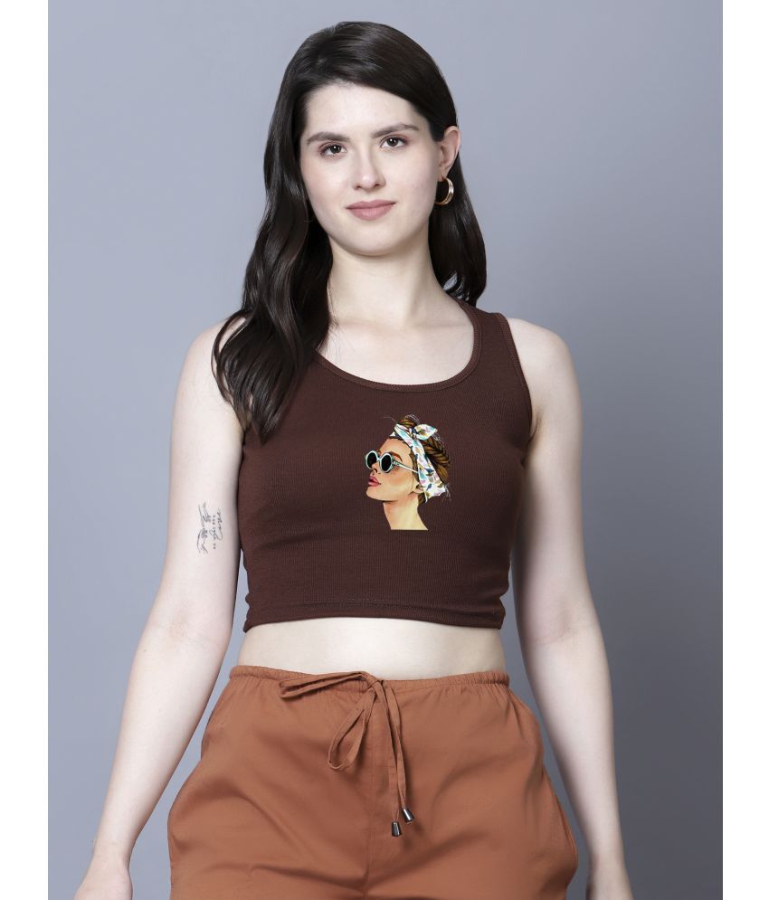     			fashion and youth Brown Cotton Blend Women's Crop Top ( Pack of 1 )