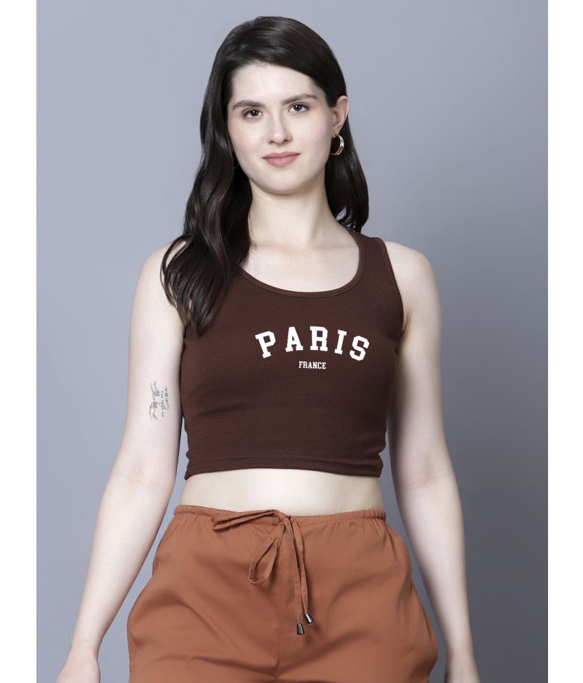     			fashion and youth Brown Cotton Blend Women's Crop Top ( Pack of 1 )