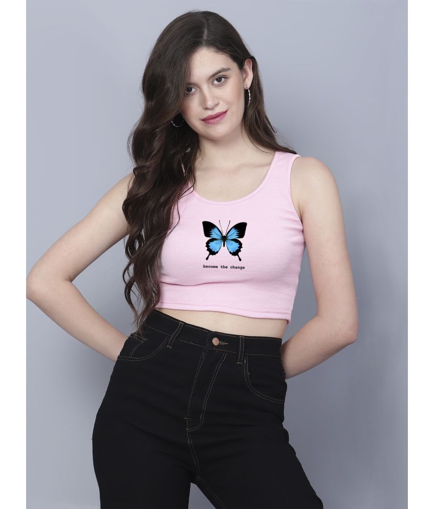     			fashion and youth Pink Cotton Blend Women's Crop Top ( Pack of 1 )