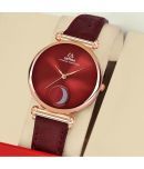 Septem Red Leather Analog Womens Watch