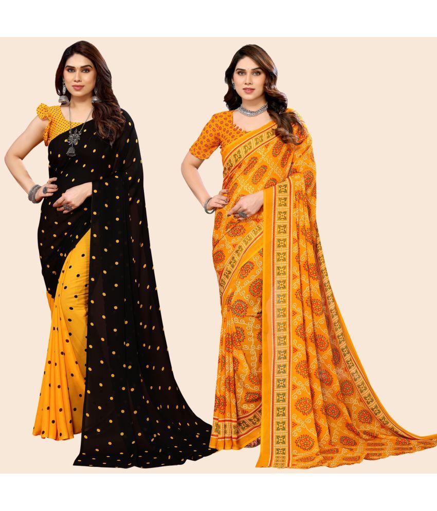     			ANAND SAREES Georgette Printed Saree With Blouse Piece - Multicolour ( Pack of 2 )