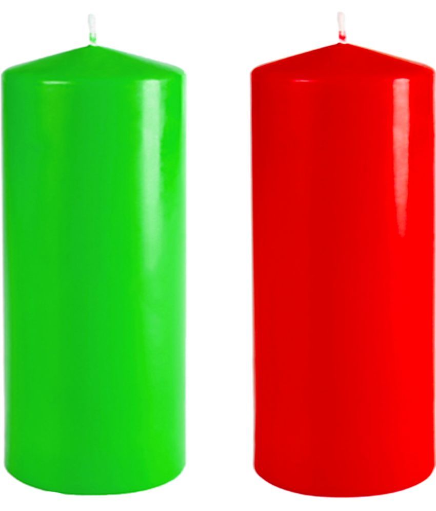     			ASIDEA Multicolour Pillar Candle 10 cm ( Pack of 2 )