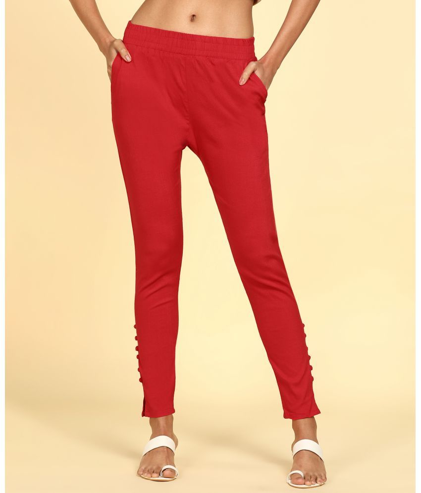     			Colorscube - Red Cotton Women's Pencil Pants ( Pack of 1 )