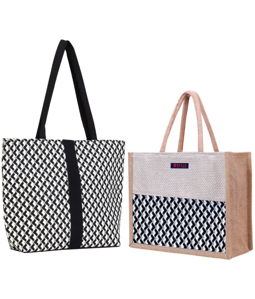     			ENSAC Black Cotton Lunch Bag Pack of 2