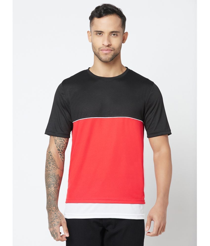     			Glito Polyester Regular Fit Colorblock Half Sleeves Men's T-Shirt - Red ( Pack of 1 )