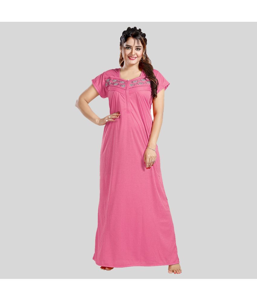     			Gutthi Pink Cotton Women's Nightwear Nighty & Night Gowns ( Pack of 1 )