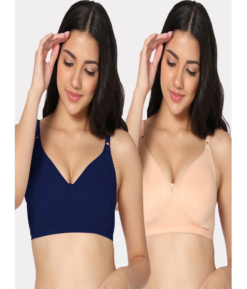     			IN CARE LINGERIE Multicolor Cotton Blend Non Padded Women's Everyday Bra ( Pack of 2 )