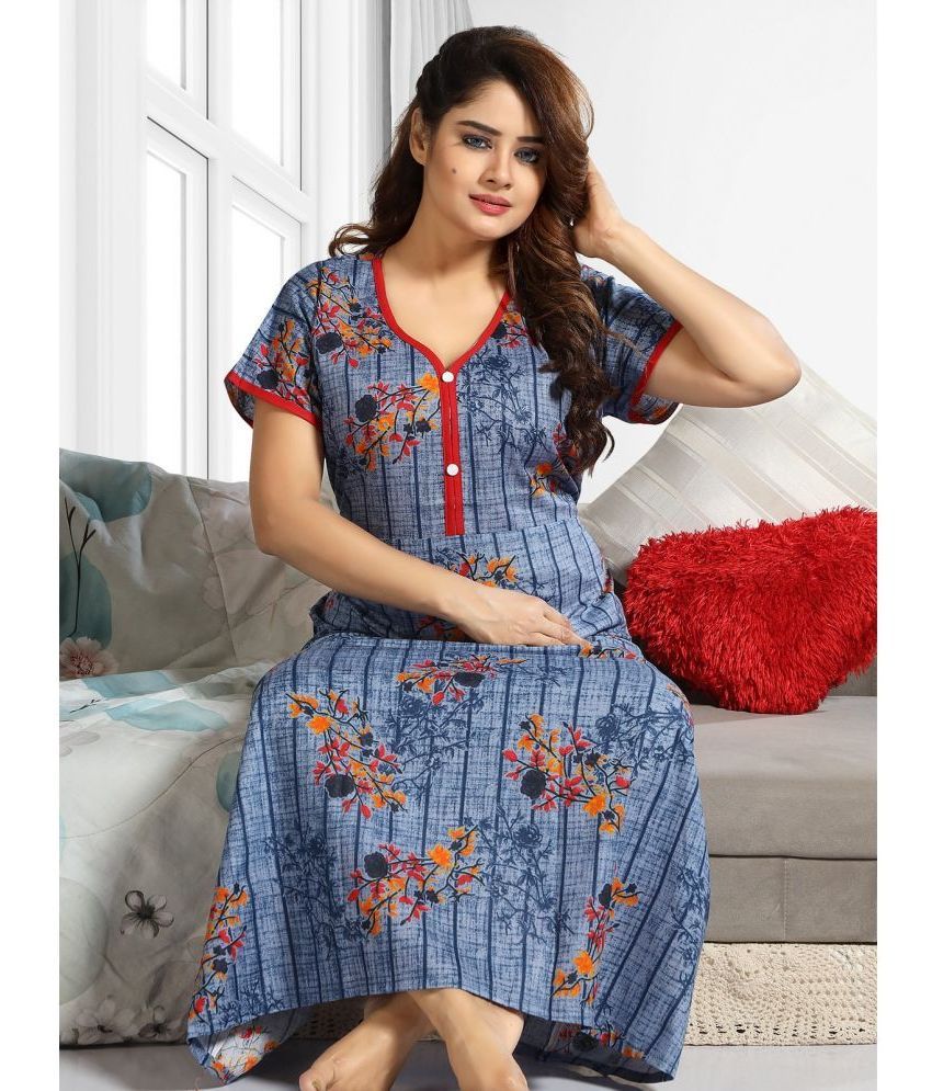     			INNER BEATS Multicolor Cotton Blend Women's Nightwear Nighty & Night Gowns ( Pack of 1 )