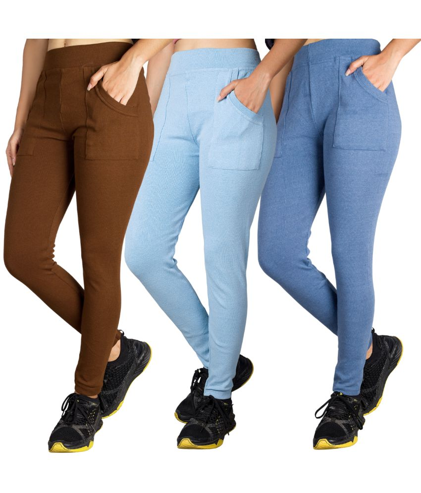     			KARARO JEGGINGS - Cotton Blend Skinny Fit Mustard Women's Jeggings ( Pack of 3 )