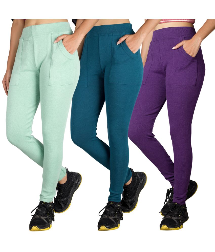     			KARARO JEGGINGS - Cotton Blend Skinny Fit Mint Green Women's Jeggings ( Pack of 3 )