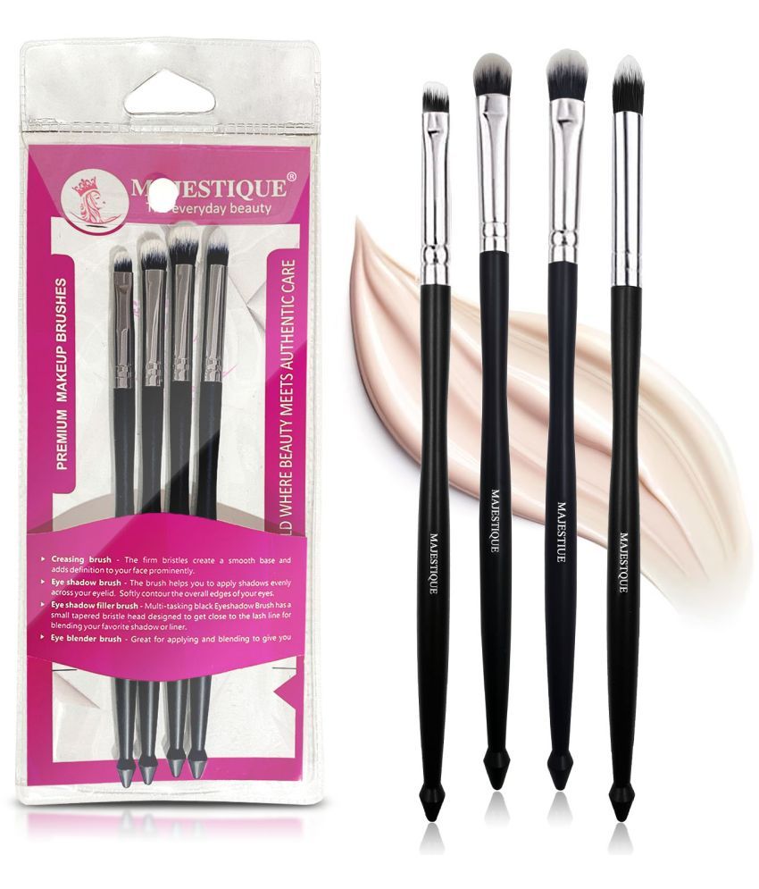     			Majestique Quad Face Brush Set Small Concealer Eyeshadow Filler Large Brush & Smudge Brush - 4Pcs