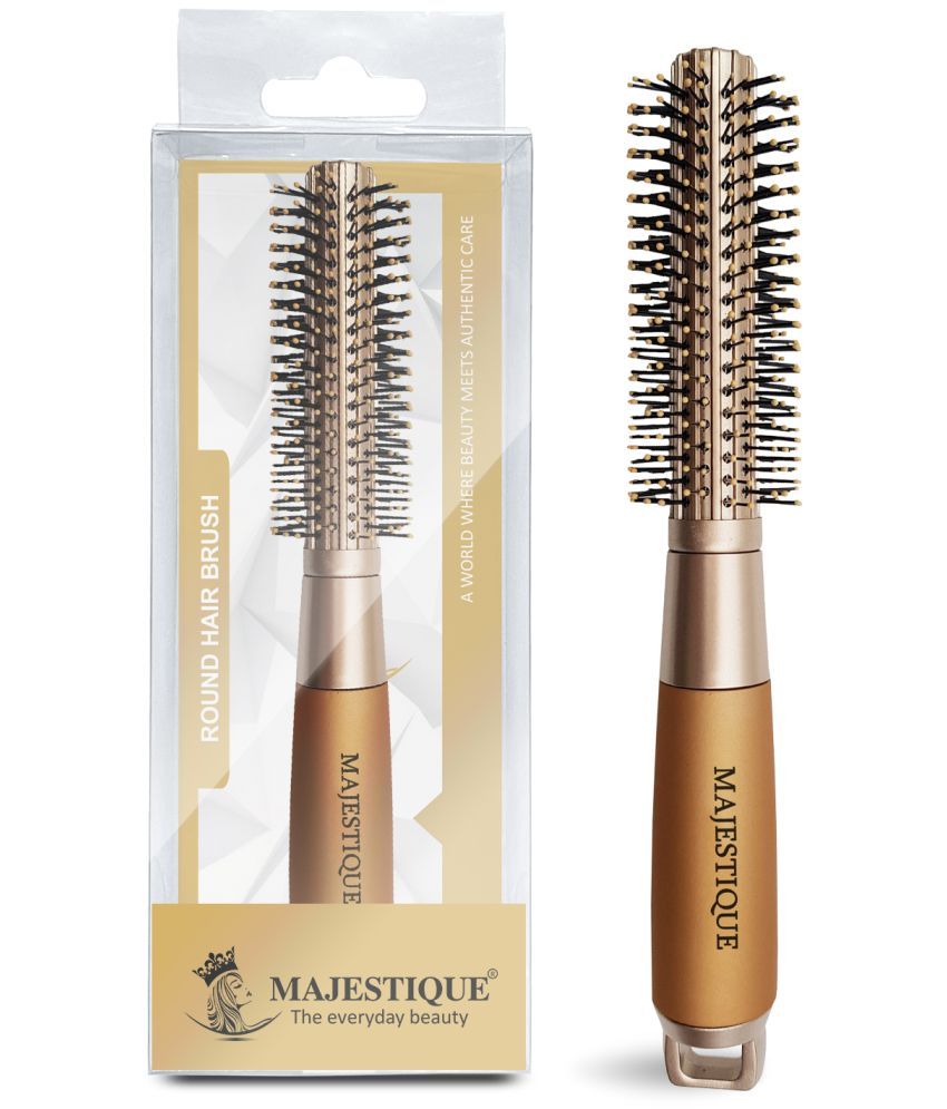     			Majestique Golden Series Round Hair Brush for Blow Drying Nylon Bristles for Men, Women - 1 Pcs