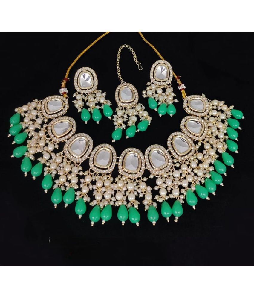     			Padmavati Bangles Sea Green Alloy Necklace Set ( Pack of 1 )