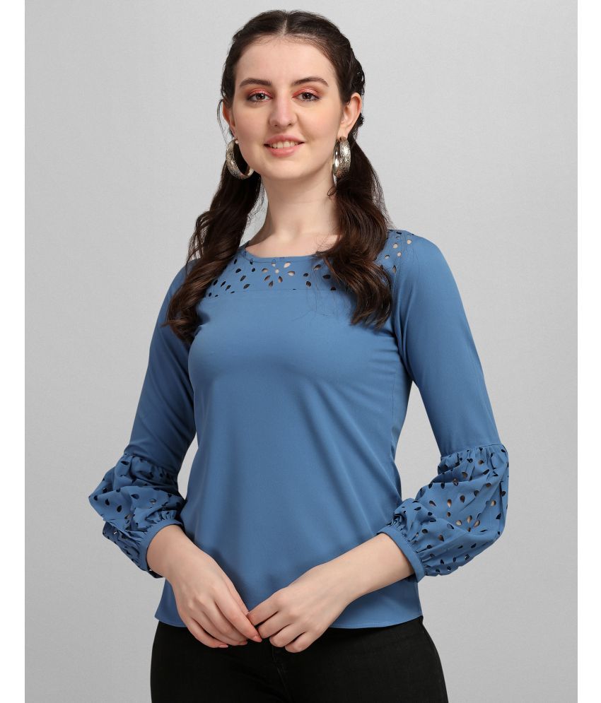     			Selvia Blue Crepe Women's Regular Top ( Pack of 1 )