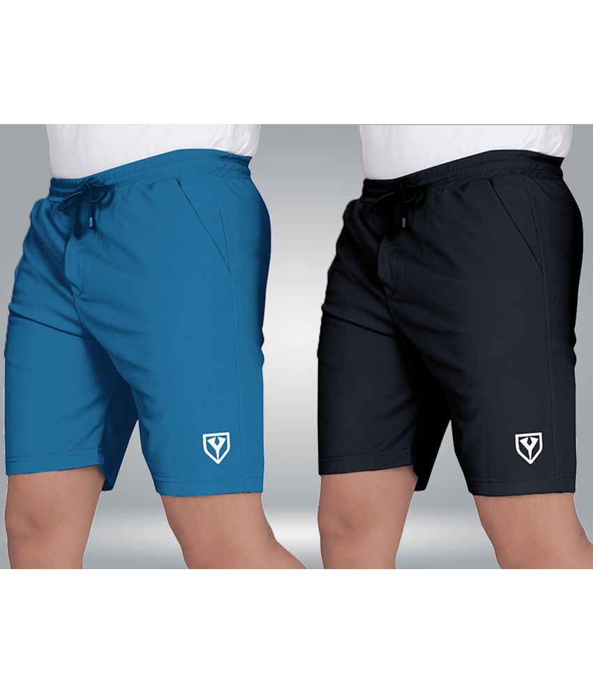     			Septem Blue Polyester Men's Gym Shorts ( Pack of 2 )