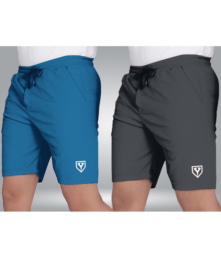     			Septem Light Blue Polyester Men's Gym Shorts ( Pack of 2 )