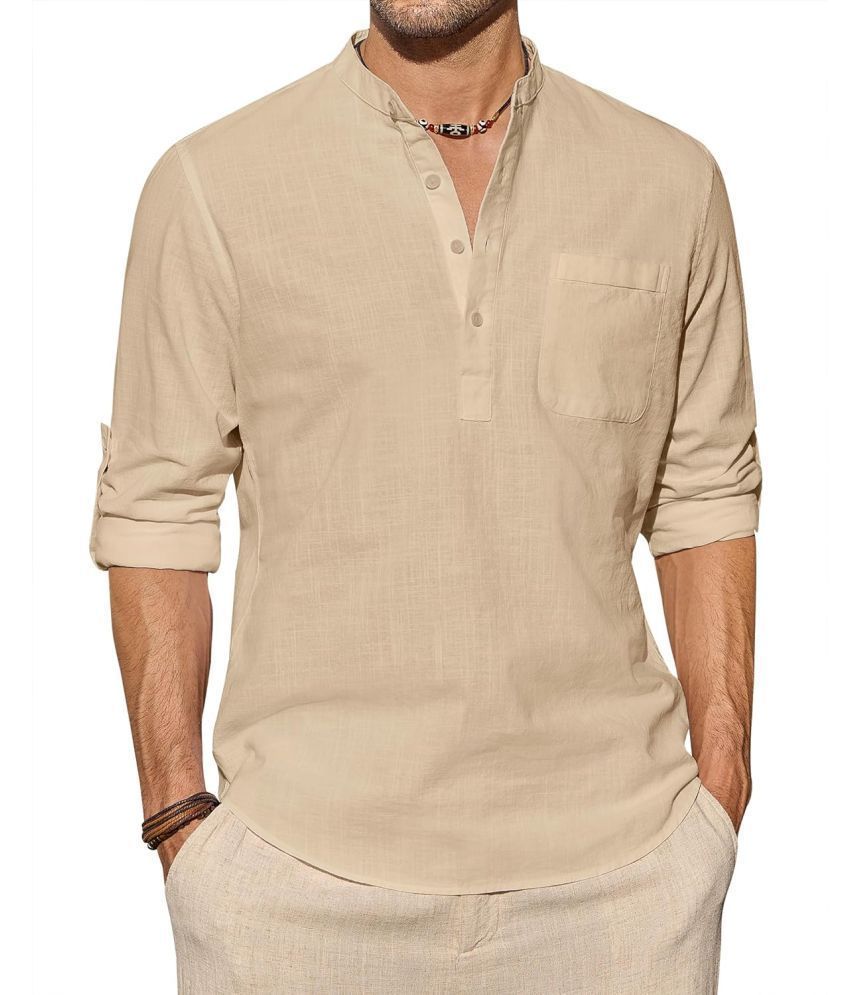     			Vida Loca Beige Cotton Blend Men's Shirt Style Kurta ( Pack of 1 )