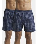 Jockey 1222 Men's Super Combed Mercerized Cotton Woven Boxer Shorts-Dark Assorted Checks (Pack of 2)