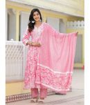 Juniper Rayon Printed Kurti With Pants Women's Stitched Salwar Suit - Pink ( Pack of 1 )