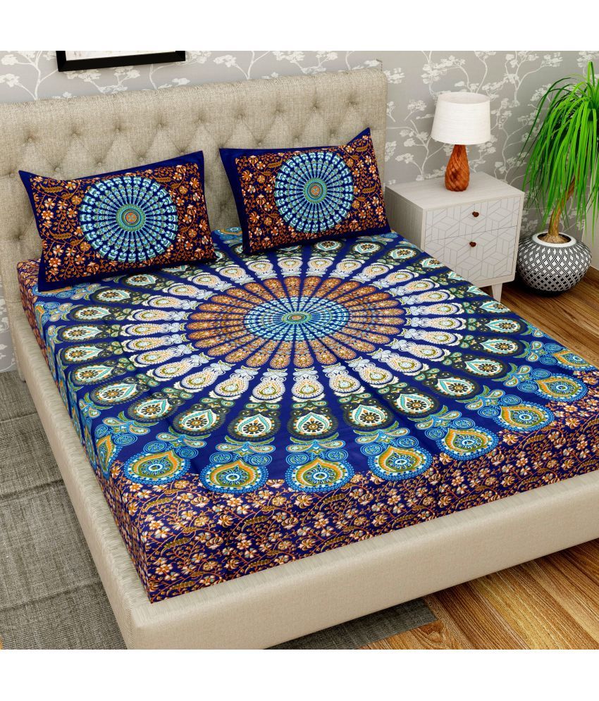     			Cosito Cotton Ethnic 1 Double Bedsheet with 2 Pillow Covers - Multicolor