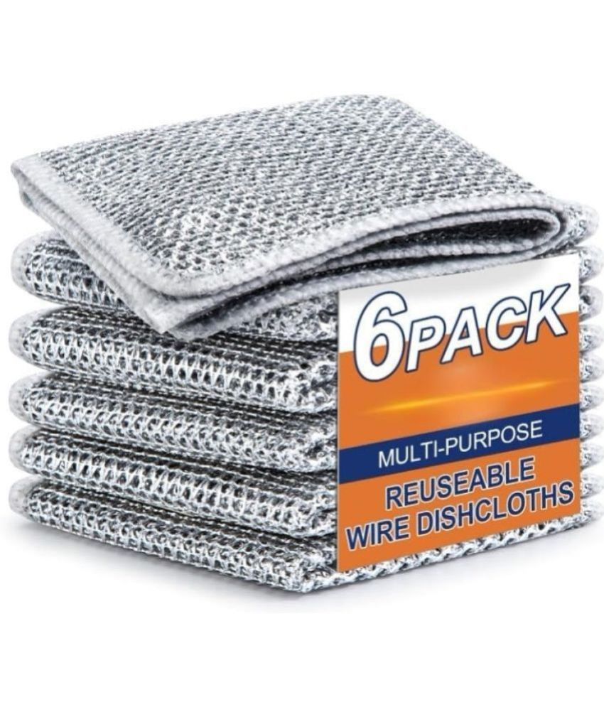     			DHSMART Wire Dishwashing Rags for Wet and Dry Scrubber Dishwash Bar Bar Non-Scratch Wire Dishcloth 30 g Pack of 6