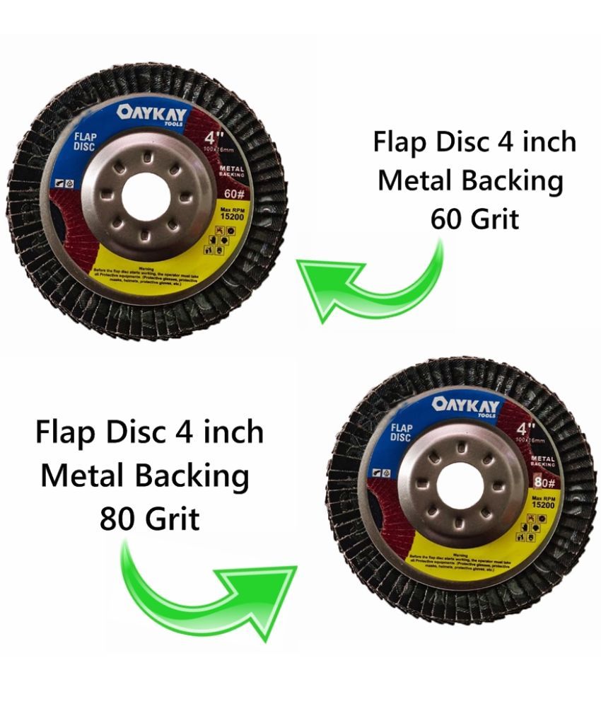     			Flap Disc 4 inch Metal Backing 60 & 80 Grit Combo Pack 10 (aluminium oxide,heavy duty applicable to general metal, carbon steel,alloy steel,stainless steel)