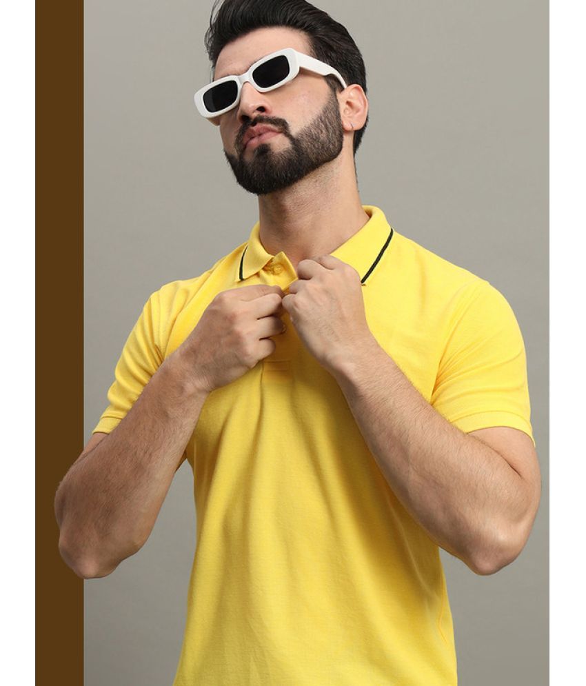     			GET GOLF Cotton Blend Regular Fit Solid Half Sleeves Men's Polo T Shirt - Yellow ( Pack of 1 )