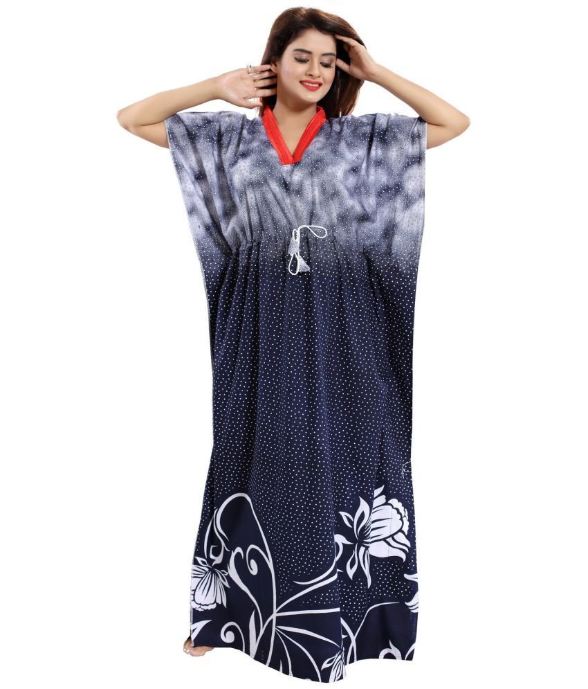     			INNER BEATS Multicolor Cotton Blend Women's Nightwear Kaftan Night Dress ( Pack of 1 )