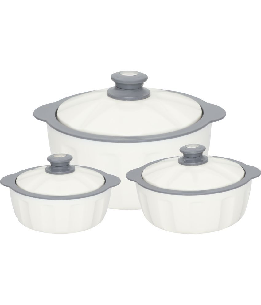     			Jaypee White Plastic Serve Casserole ( Set of 3 , 3500 mL )