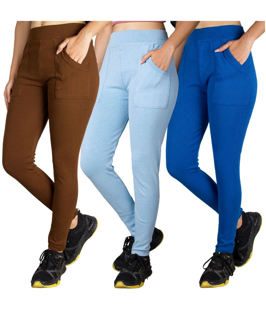     			KARARO JEGGINGS - Cotton Blend Skinny Fit Light Blue Women's Jeggings ( Pack of 3 )