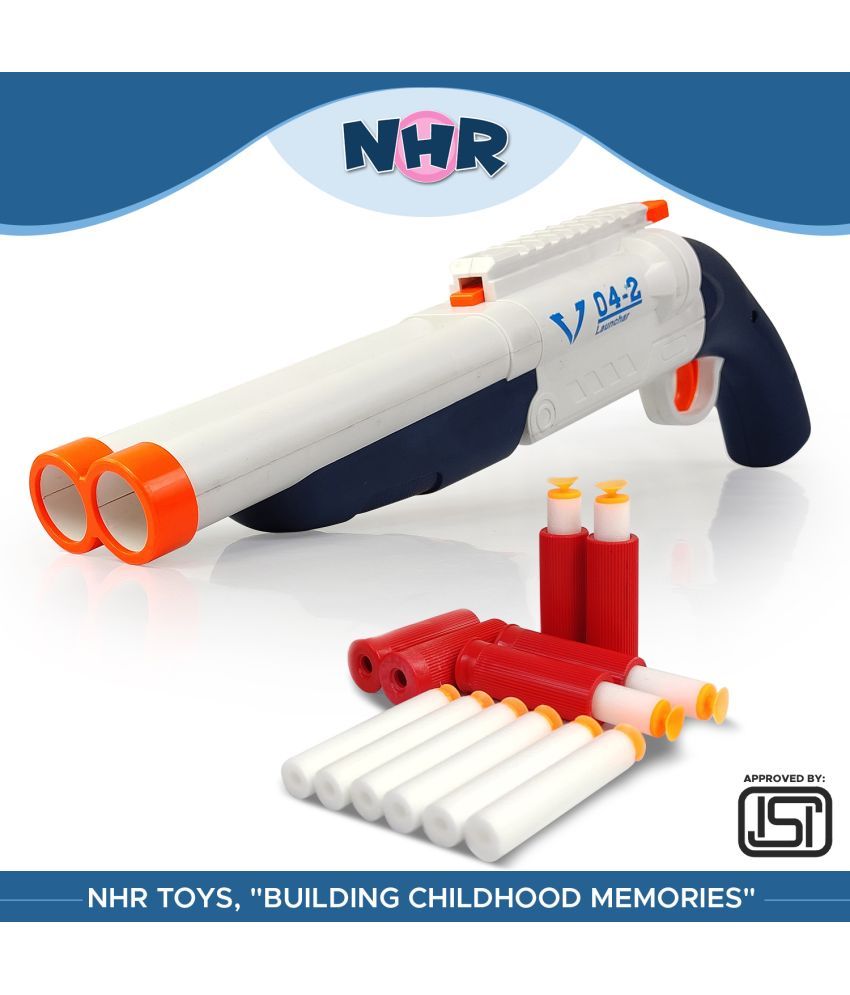     			NHR White and Red Double-Barreled Shotgun Toy Gun for Kids, Ages 8+ Guns & Darts  (White)