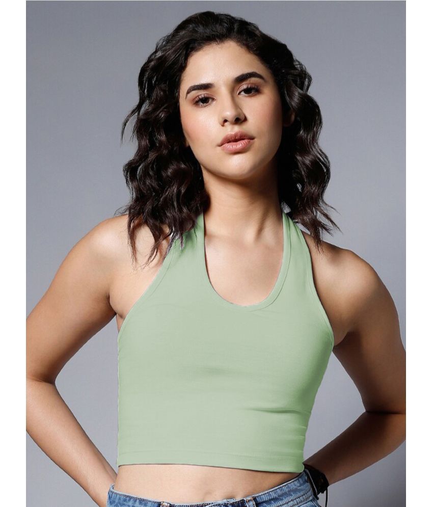     			PPTHEFASHIONHUB Mint Green Cotton Women's Crop Top ( Pack of 1 )