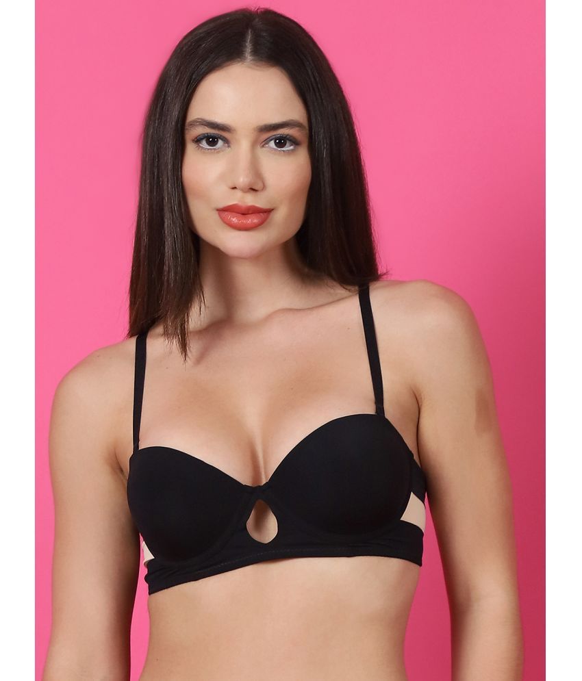     			PrettyCat Pack of 1 Polyester Lightly Padded Women's Balconette Bra ( Black ) PC-BR-7035-BLK