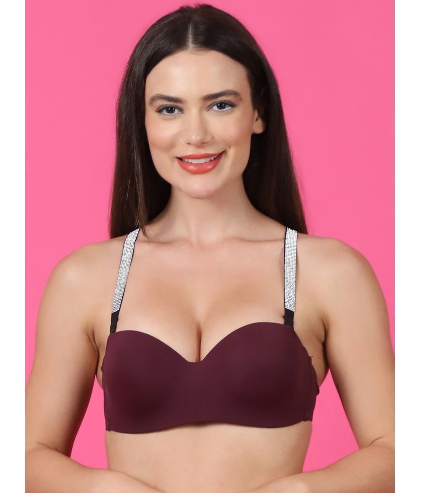     			PrettyCat Polyester Lightly Padded Women's Balconette Bra ( Burgundy ) PC-BR-7042-WHN