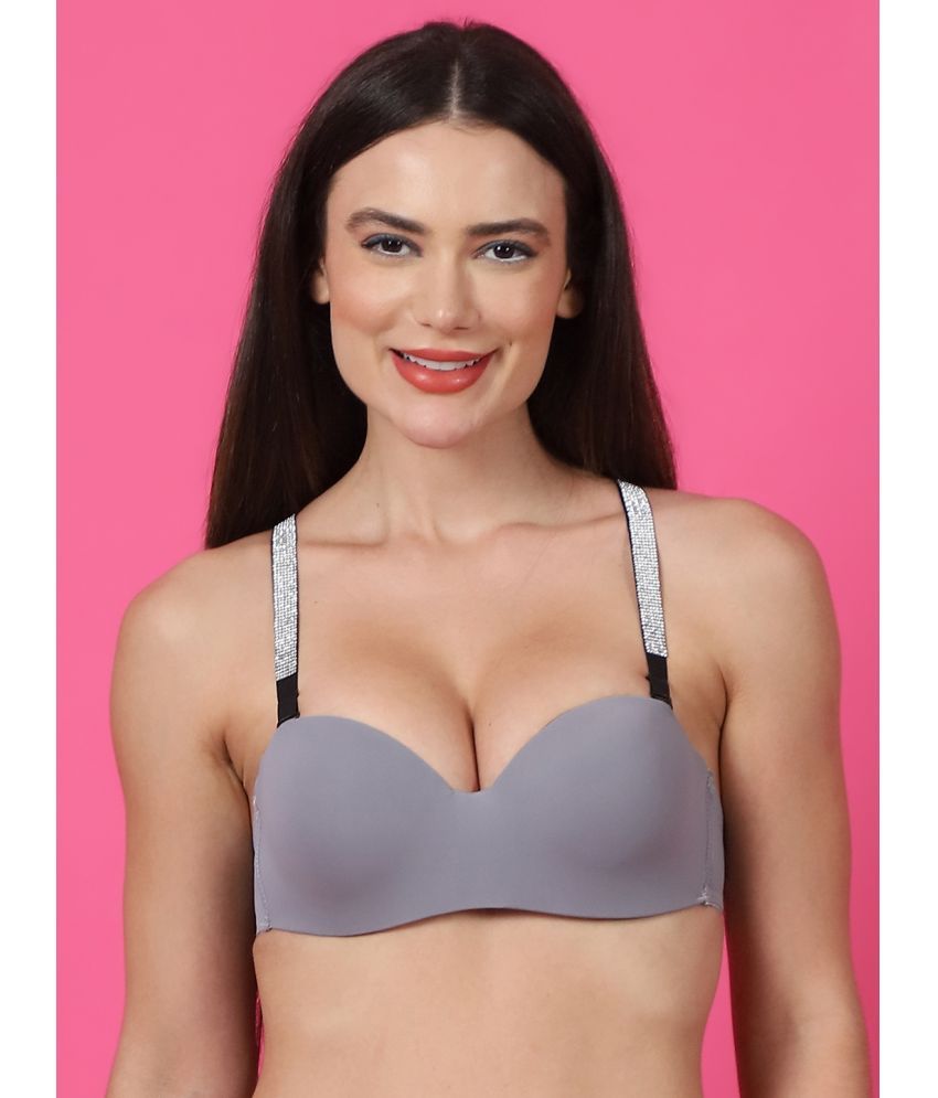     			PrettyCat Grey Melange Polyester Lightly Padded Women's Balconette Bra ( Pack of 1 )