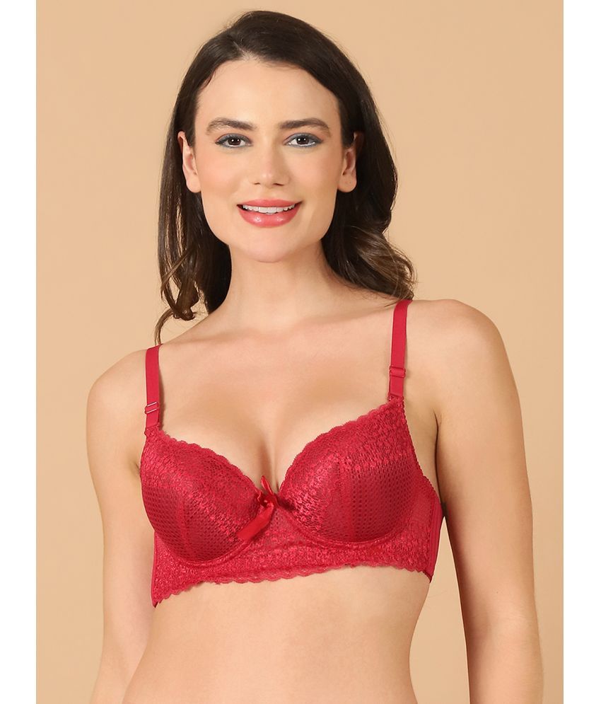     			PrettyCat Maroon Lace Lightly Padded Women's T-Shirt Bra ( Pack of 1 )