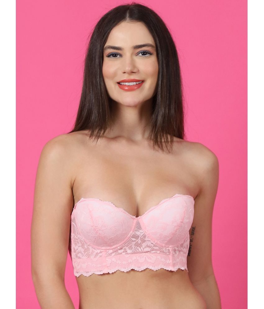     			PrettyCat Pink Lace Lightly Padded Women's Bralette Bra ( Pack of 1 )