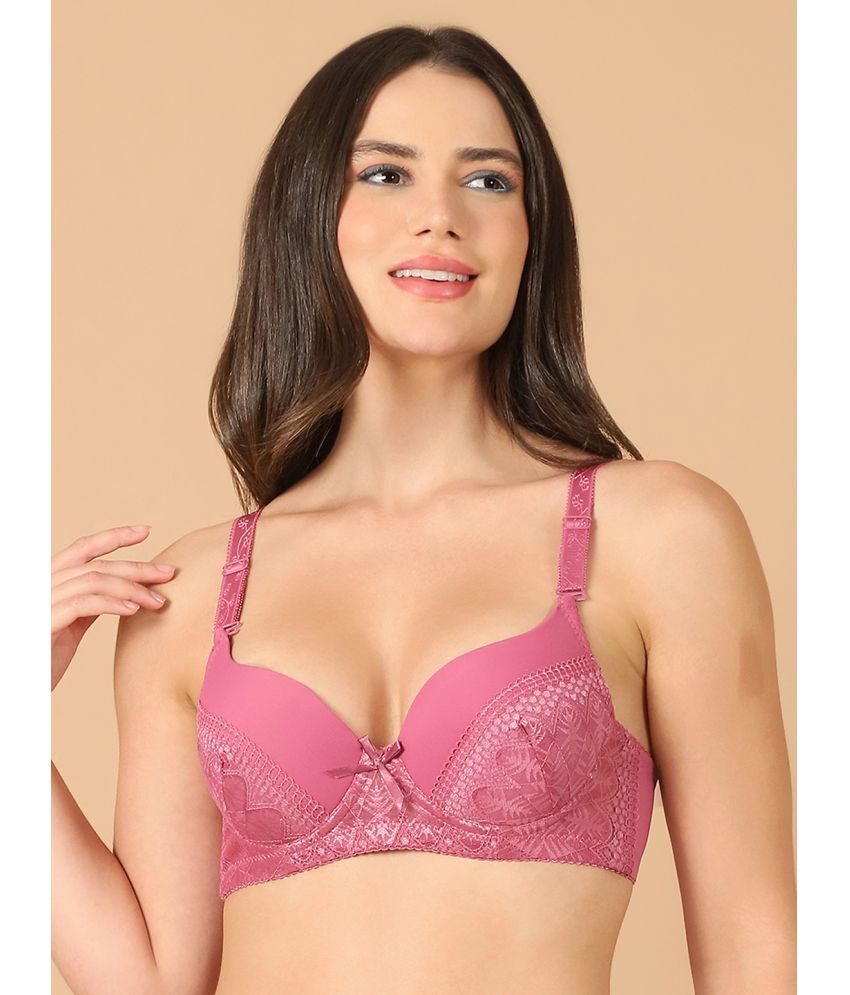     			PrettyCat Pink Polyester Lightly Padded Women's T-Shirt Bra ( Pack of 1 )