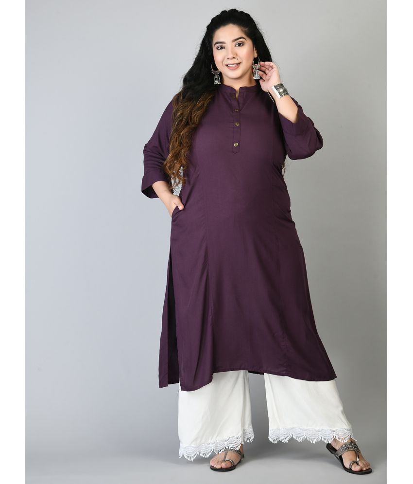     			PrettyPlus by Desinoor.com Rayon Solid Straight Women's Kurti - Purple ( Pack of 1 )