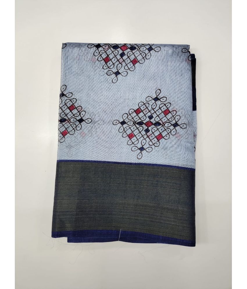     			Rekha Maniyar Cotton Printed Saree With Blouse Piece - Blue ( Pack of 1 )