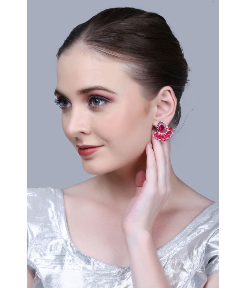     			SUNHARI Red Stud Earrings ( Pack of 1 )