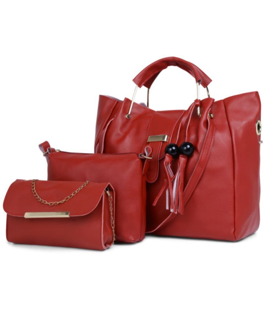     			Santorini Red Faux Leather Combo